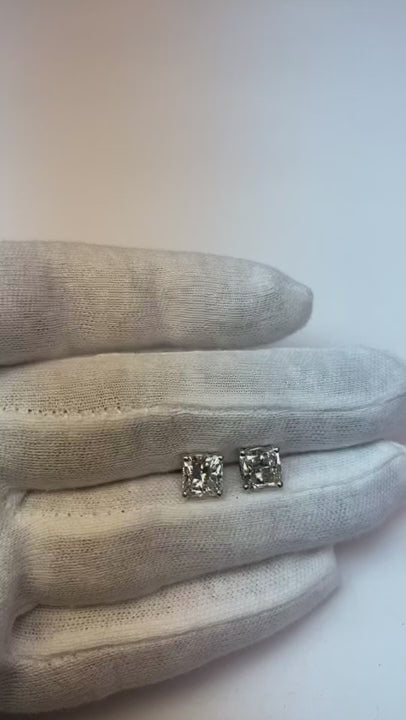4 Ct Cushion Old Mine Cut Real Natural Earth Mined Diamonds Studs Earring White Gold 14K