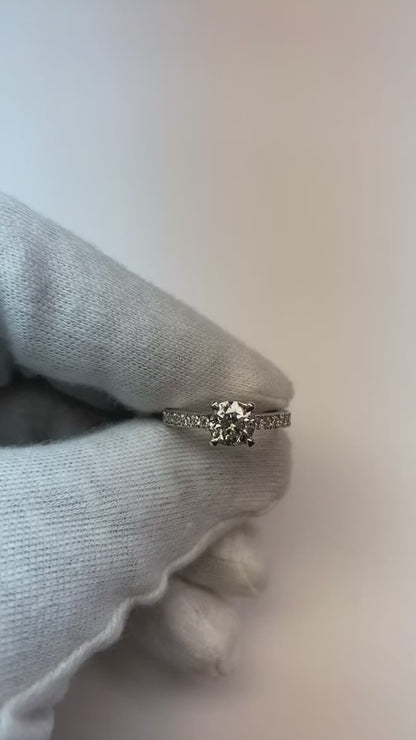 1.45 Ct Round Cut Real Natural Earth Mined Diamond Engagement Ring 14K White Gold