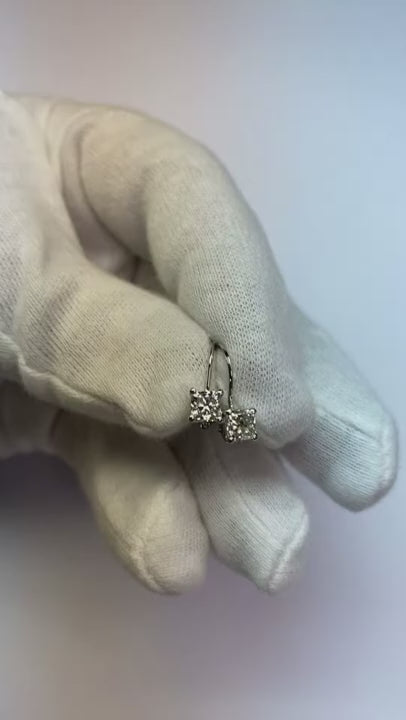1 Carat Princess Cut Solitaire Natural Earth Mined Diamond Leverback Earring