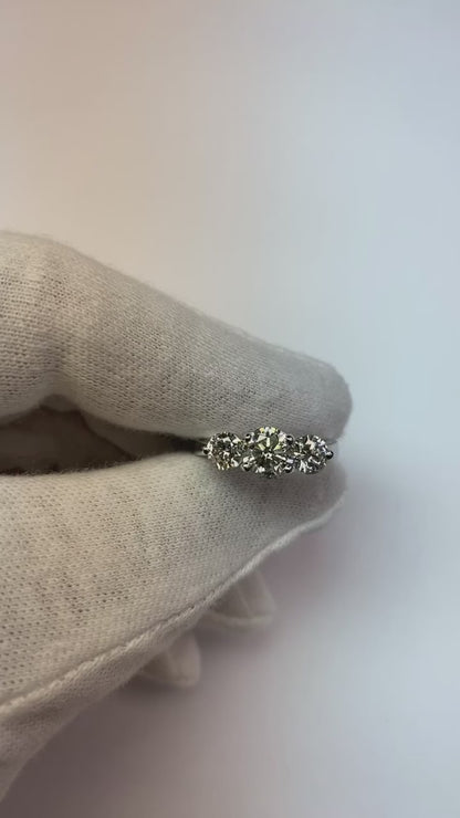 Round Natural Earth Mined Diamond Three Stone Engagement Ring 2 Carat White Gold 14K