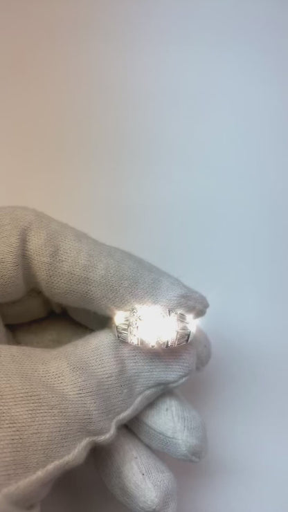 3.26 Carats Natural Earth Mined Diamond Round & Baguette Engagement Ring White Gold 14K