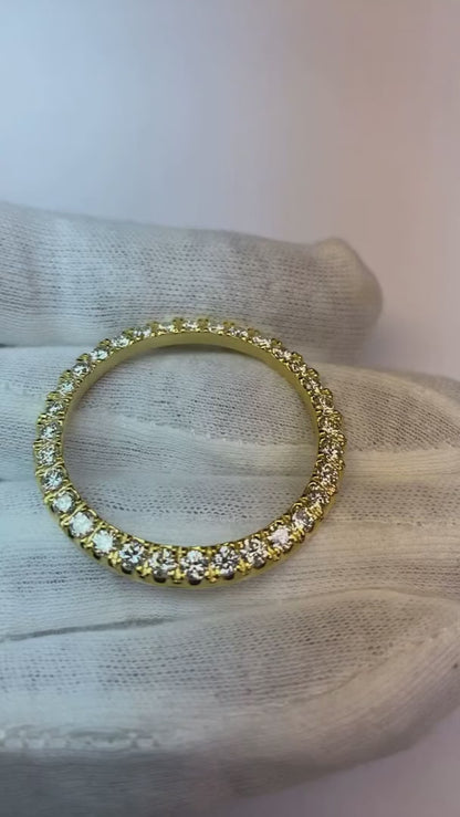 44 Mm Yellow Gold 14K Custom VVS1 Mined Diamond Bezel To Fit Rolex Day Date Watch 6 Ct.