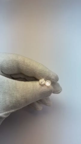 1.35 Ct Round Halo Natural Earth Mined Diamond Stud Earring Lady Jewelry