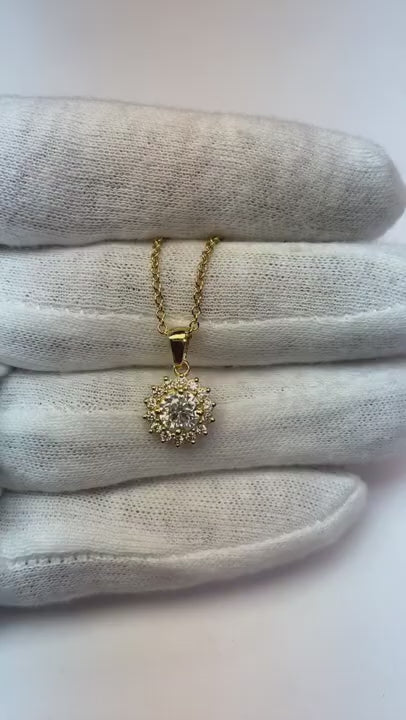 1.40 Carats Round Natural Earth Mined Diamond Necklace Pendant White Gold 14K