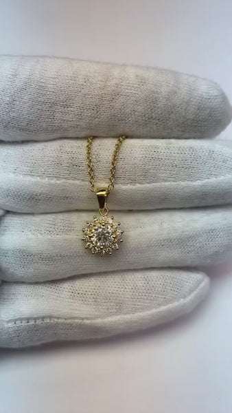 1.40 Carats Round Diamond Necklace Pendant White Gold 14K