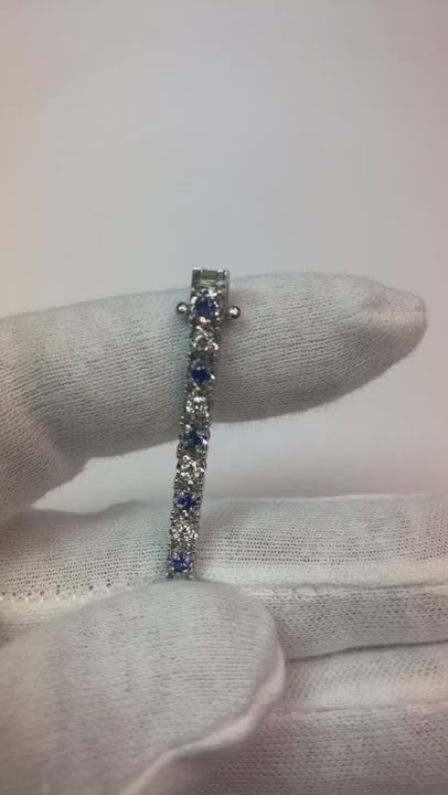 Sapphire And Natural Earth Mined Diamond Bracelet