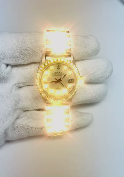 Rolex Datejust 31 mm White Mother Of Pearl Diamond Dial Two Tone Watch