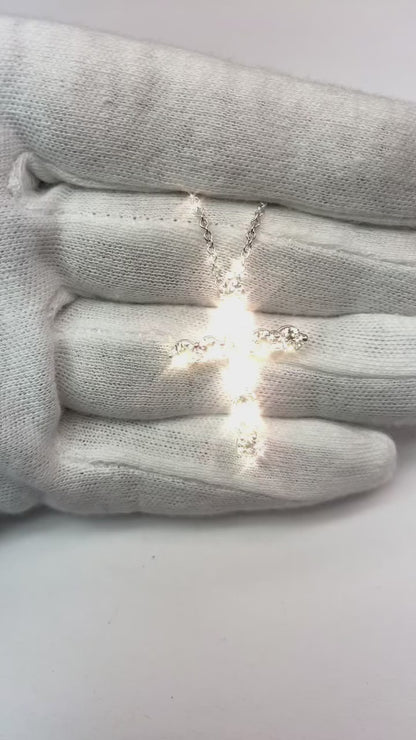 2.75 Ct Round Cut Natural Earth Mined Diamond Cross Necklace Pendant