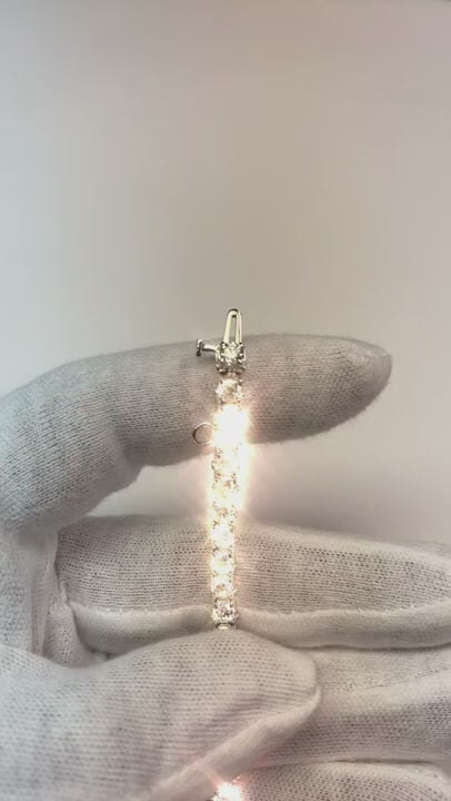 Women Solid White Gold 14K Round Real Natural Earth Mined Diamond Tennis Bracelet 12 Carats