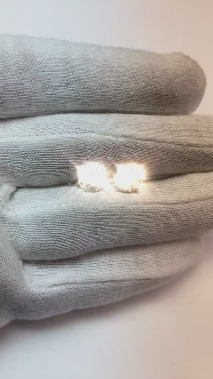 4 Carats Rounds Sparkling Natural Earth Mined Diamonds Lady Stud Earrings White Gold 14K