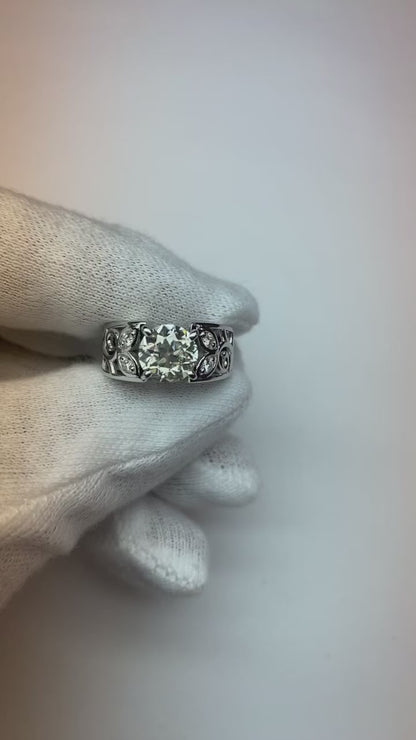 Art Nouveau Jewelry New Women’s Ring Old Cut Natural Earth Mined Diamond Leaf Style