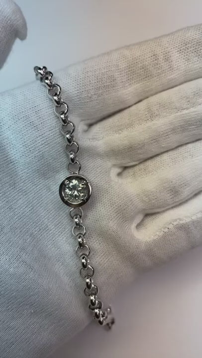 2 Carat Yards Natural Earth Mined Diamond Bracelet Chain Style White Gold With Lobster Clasp