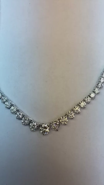 White Gold 14K F Vvs1 Round Cut 18 Carats Earth Mined Diamonds Lady Necklace