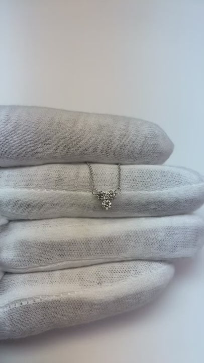 Three-Stone Natural Earth Mined Diamond Necklace Pendant 0.50 Carats 14K White Gold