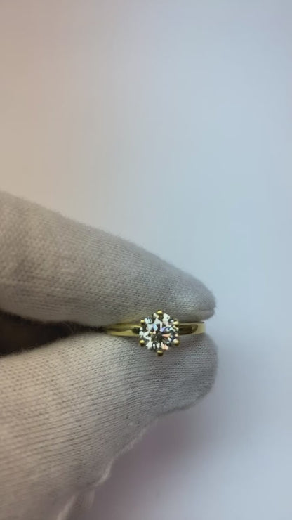 1 Carat Round Solitaire Natural Earth Mined Diamond Engagement Ring White Gold 14K