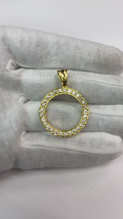 Dollar Natural Earth Mined Diamond Bezel Pendant 2 Carats Yellow Gold (Coin not included)