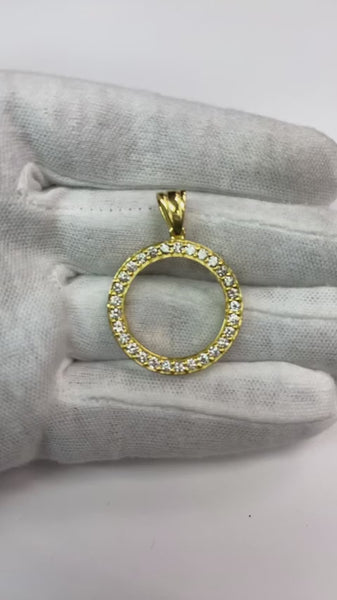 Dollar Earth Mined Diamond Bezel Pendant 2 Carats Yellow Gold (Coin not included)