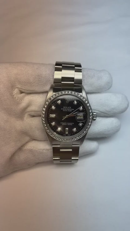 Rolex Datejust 31 mm Black Stick Dial Stainless Steel Watch
