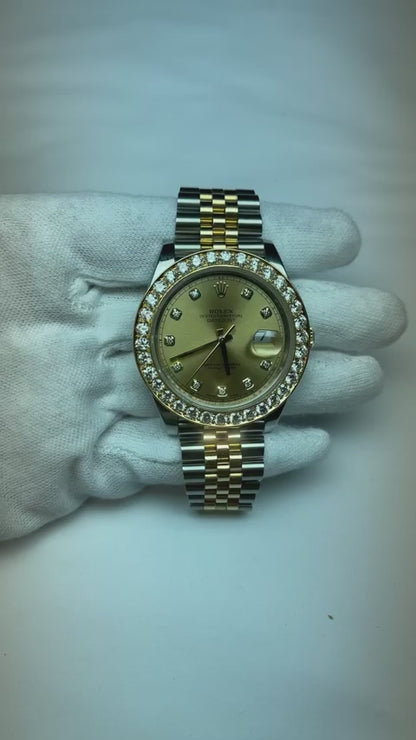 41 Mm Custom Mined Natural Real Diamond ( Not Lab Grown ) Bezel To Fit Rolex Datejust Or All Watch Models 5 Carats