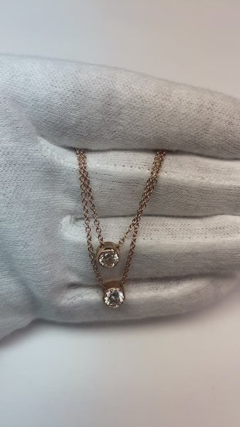 1.75 Carat Pink Gold Rose Gold Double Necklace Diamonds Yard