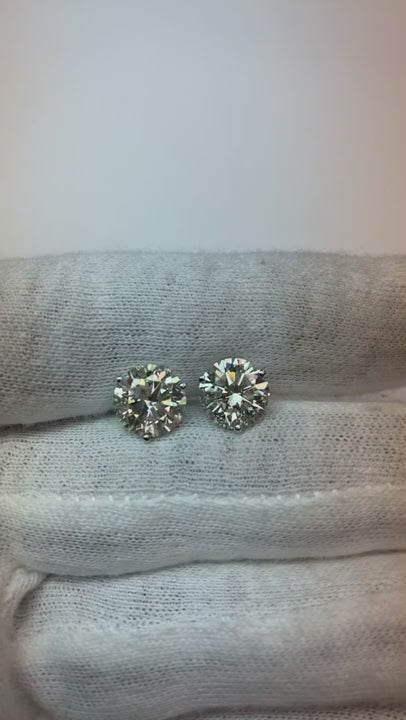 Round Genuine Natural Earth Mined Diamond Stud Earrings Women Fine White Gold Jewelry 2 Ct.