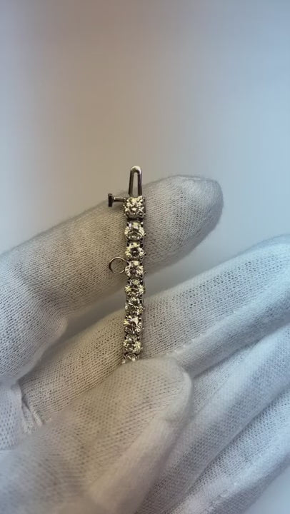 Women Solid White Gold 14K Round Real Natural Earth Mined Diamond Tennis Bracelet 12 Carats