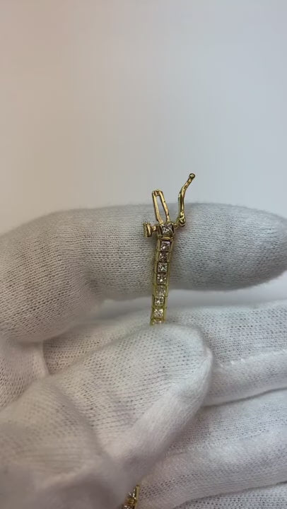 9.30 Ct. Princess Cut Natural Earth Mined Diamonds Channel Set Tennis Bracelet WG 14K