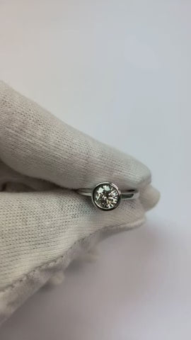 Solitaire Real Natural Earth Mined Diamond Engagement Ring 1 Carat White Gold 14K Bezel Setting