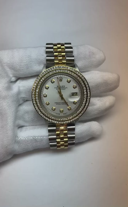 Rolex Datejust Watch Double Row Diamond Bezel Date Just