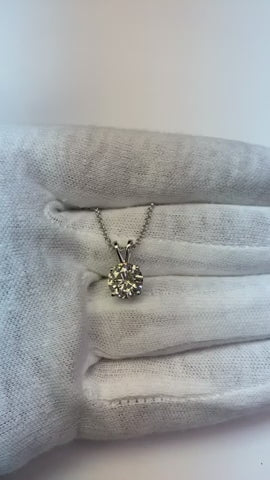 Solitaire Gorgeous 2 Carat Round Natural Earth Mined Diamond Pendant Necklace White Gold