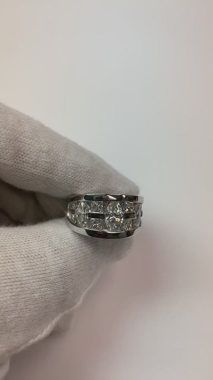 Marquise & Princess Cut Diamond Engagement Mens Band Ring White Gold 10K 5 Ct