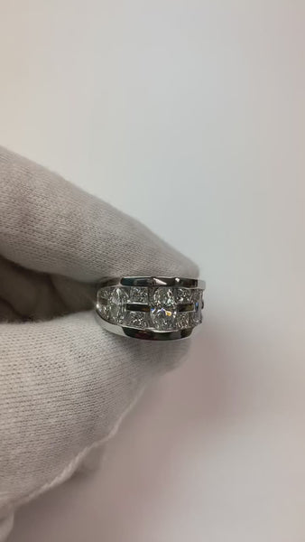 Marquise & Princess Cut Mined Diamond Engagement Mens Band Ring White Gold 14K 5 Ct