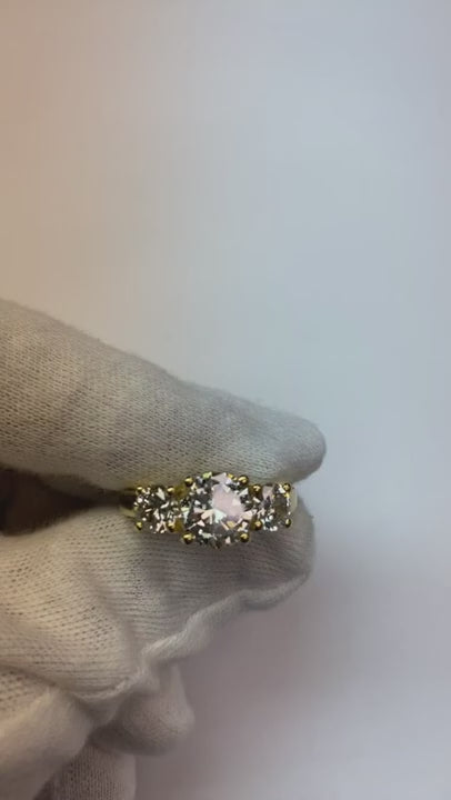 4 Ct. White Gold Natural Earth Mined Diamond Three Stone Engagement Ring