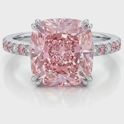 Pink Diamond Anniversary Ring 4.4 Carat Cushion