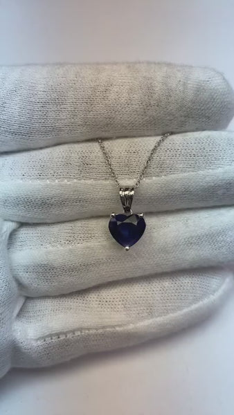 Solitaire Heart Ceylon Sapphire Pendant Ladies Jewelry 3 Carats 14K Gold