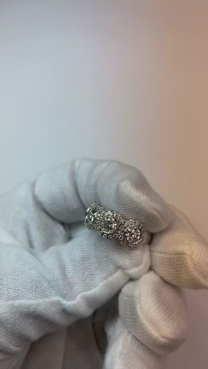 Round Cut 3.10 Carats Natural Earth Mined Diamond Wedding Band 14K White Gold