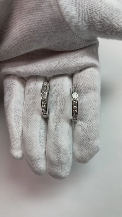 Princess Cut Cute Natural Earth Mined Diamond Hoops