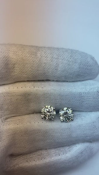 5 Carats Round Brilliant Diamond Stud Post Earrings White Gold 14K