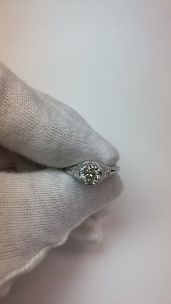 Real  Tapered Shank Style Round Diamond Ring White Gold 14K 1 Carat