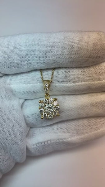 2 Carats Round Mined Diamond Halo Pendant Solid White Gold 14K