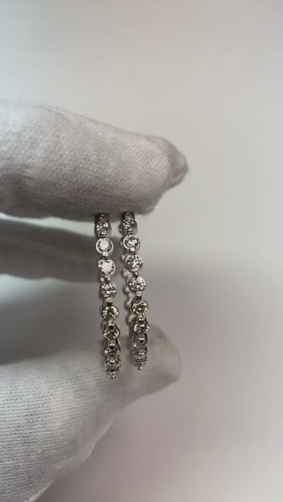 4.60 Ct Round Brilliant Cut Natural Earth Mined Diamonds Ladies Hoop Earrings White Gold