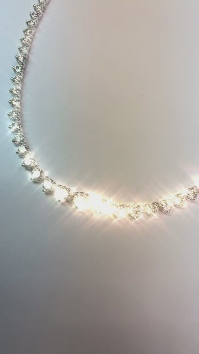 7 Carats Prong Set Natural Diamond Diamonds Necklace White Gold 14K