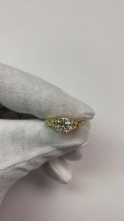 Old Mine Cut Natural Earth Mined Diamond Engagement Ring Split Shank 1.60 Carats Women Jewelry