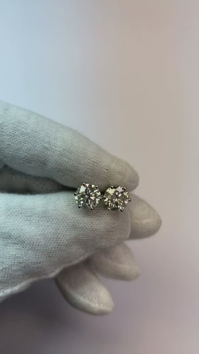4 Ct Sparkling Round Cut Genuine Natural Earth Mined Diamonds Women Stud Earrings White Gold 14K