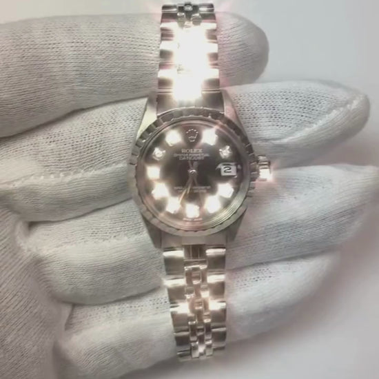 Black Diamond Dial Rolex Date Just Ss Women Datejust Watch