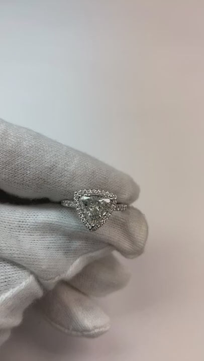 Gold Trillion Natural Earth Mined Diamond Halo Engagement Ring 2.50 Carats Women's Jewelry
