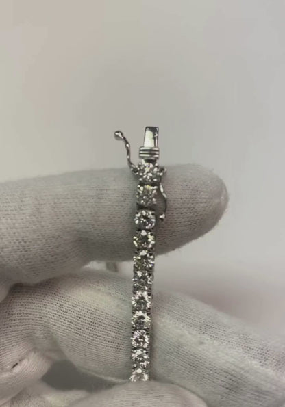 8 Carats Round Natural Earth Mined Diamond Women Bracelet White Gold