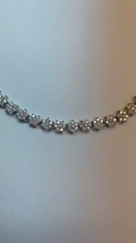 White Gold 14K Round Cut 15 Carats Natural Diamond Diamonds Women Necklace