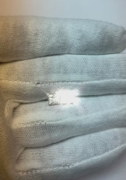 White Gold 4 Prong Set Princess Solitaire Real Natural Earth Mined Diamond Stud Earrings 14K