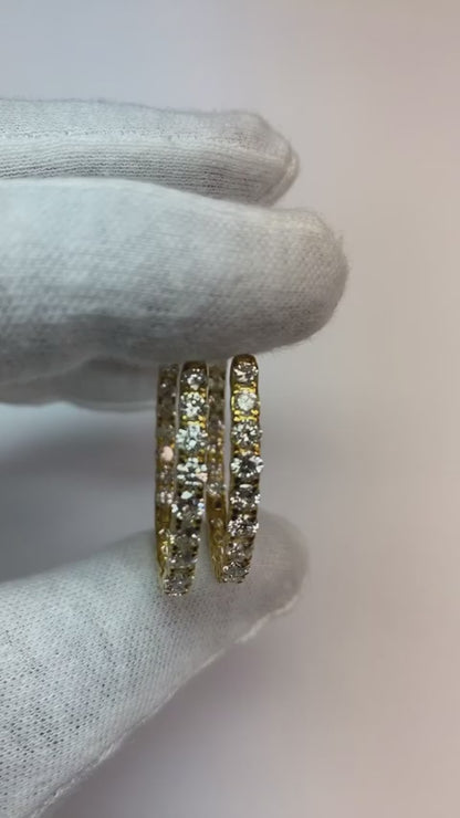 Hoop Natural Earth Mined Diamond Earrings 7.20 Carats Prong Setting Ladies Jewelry